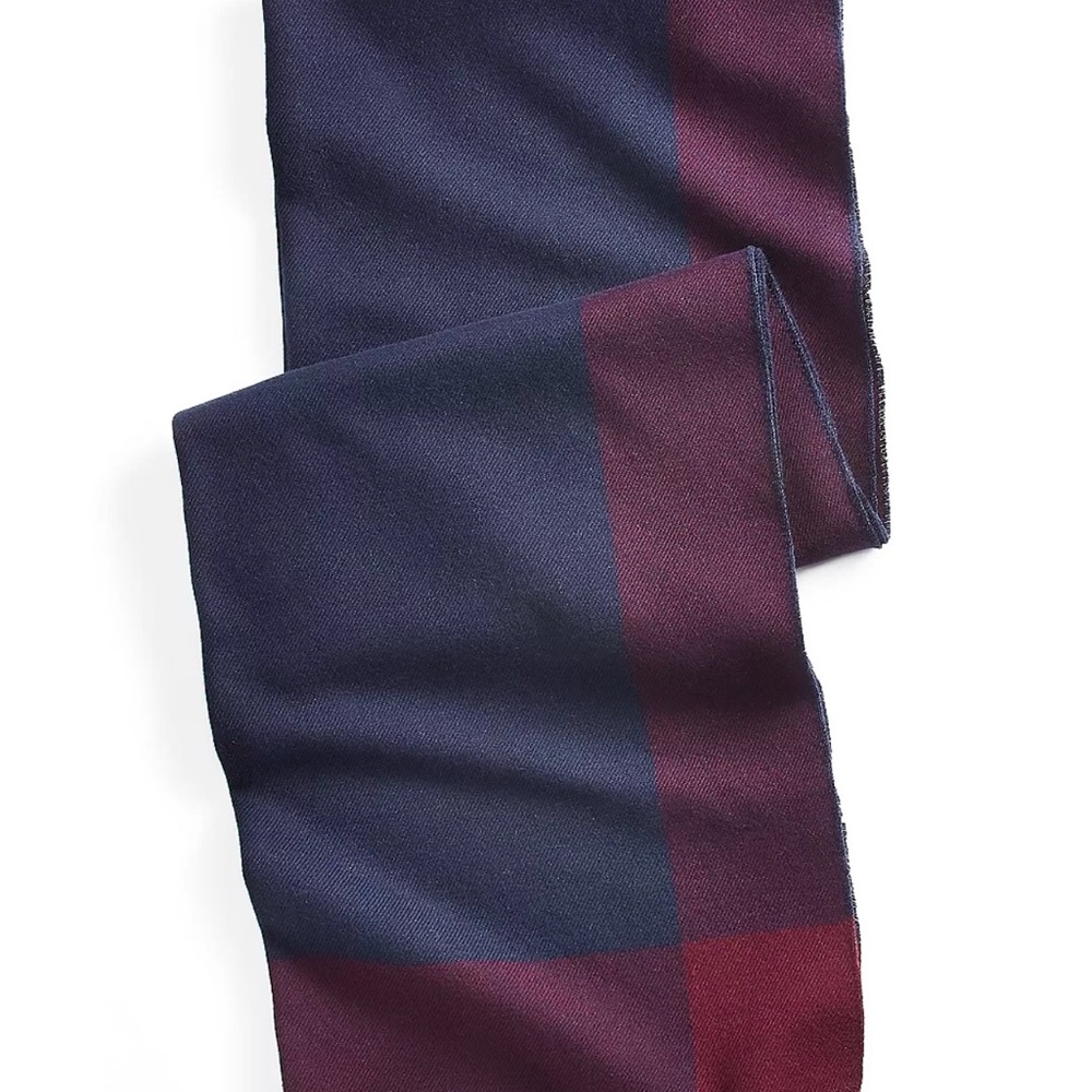 Navy Blue Burgundy Striped Scarf Shawl Wrap Soft Colorblock Unisex Winter